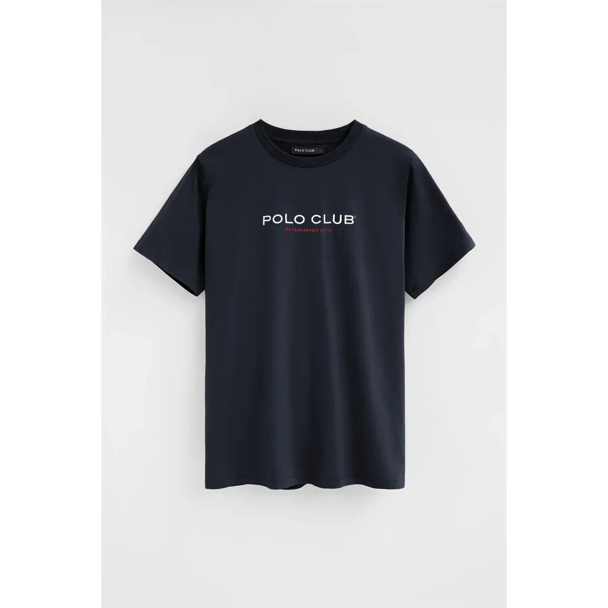 Camiseta azul marino de manga corta con bordado Established 2012 Polo Club
