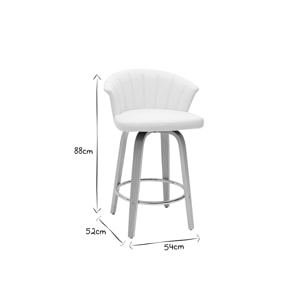 Tabouret de bar design pivotant blanc et bois clair H65cm ALBIN