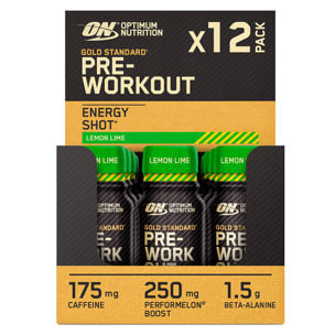 Gold Standard Pre-Workout Energy Shot Limone e Lime - 12 Monoporzioni da 60ml