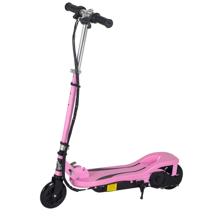 Trottinette électrique pliable enfant 7-14 ans - hauteur réglable - 120W 24V max. 12 Km/h - métal PP rose noir