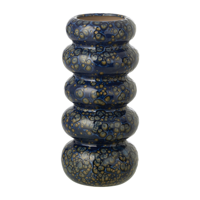 J-Line Vase Anneaux  Pois - porcelaine - bleu foncé - small