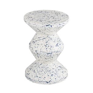 Table d'appoint. bout de canapé. table de chevet acier émaillé. motif moucheté bleu Ø33 x H 47cm - Zina