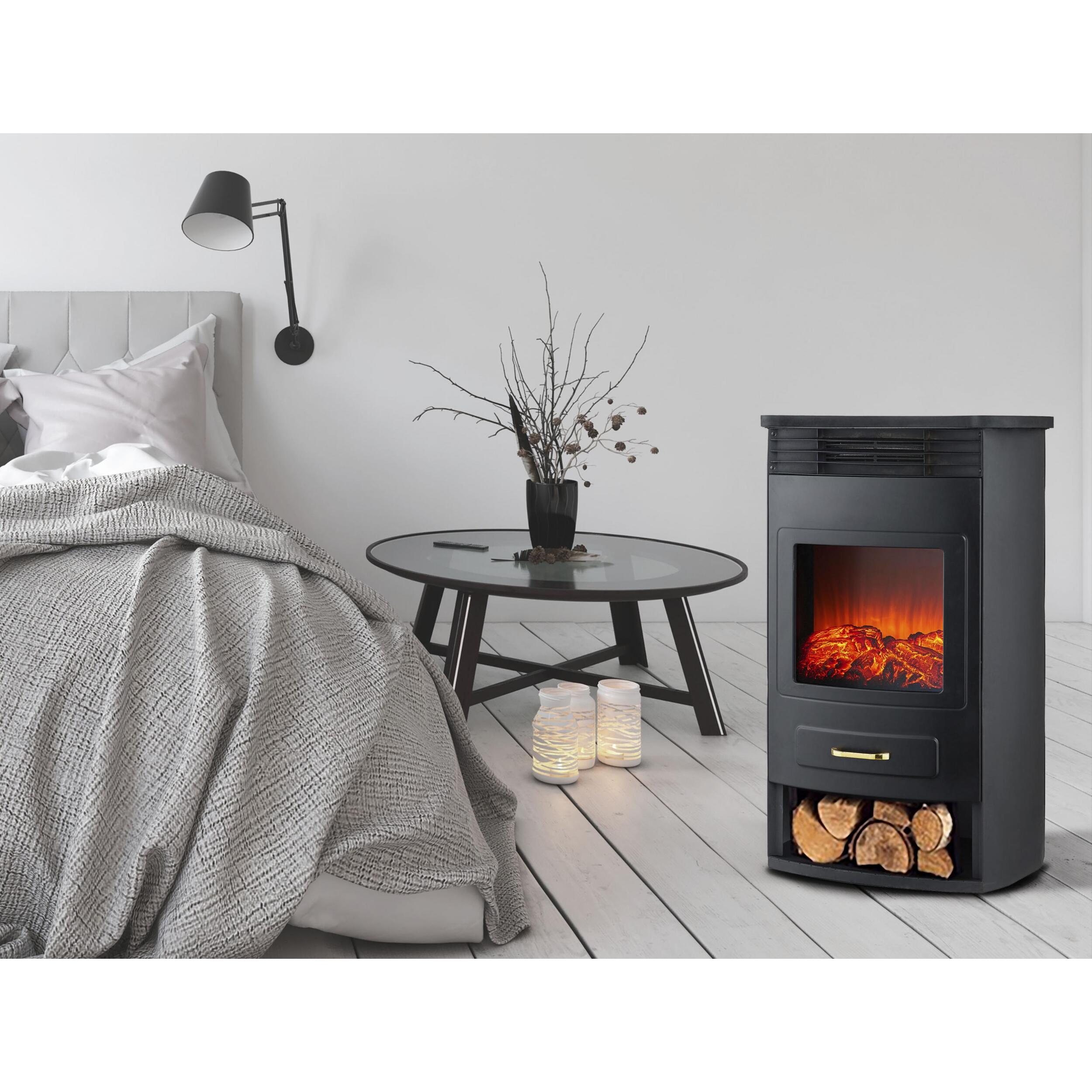 Poêle électrique en acier noir de 2000W
