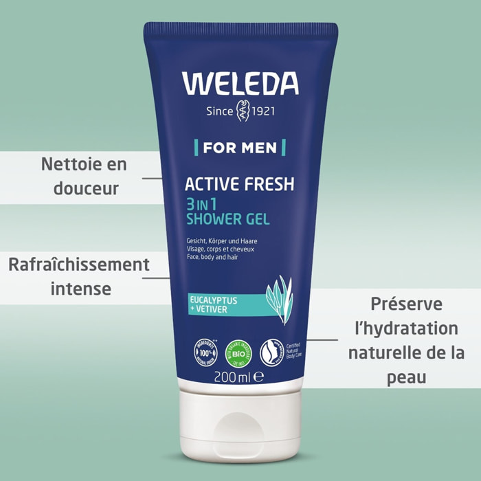 WELEDA -  Gel nettoyant visage 2in1 100ml + Gel Douche 3in1 Active Fresh 200ml