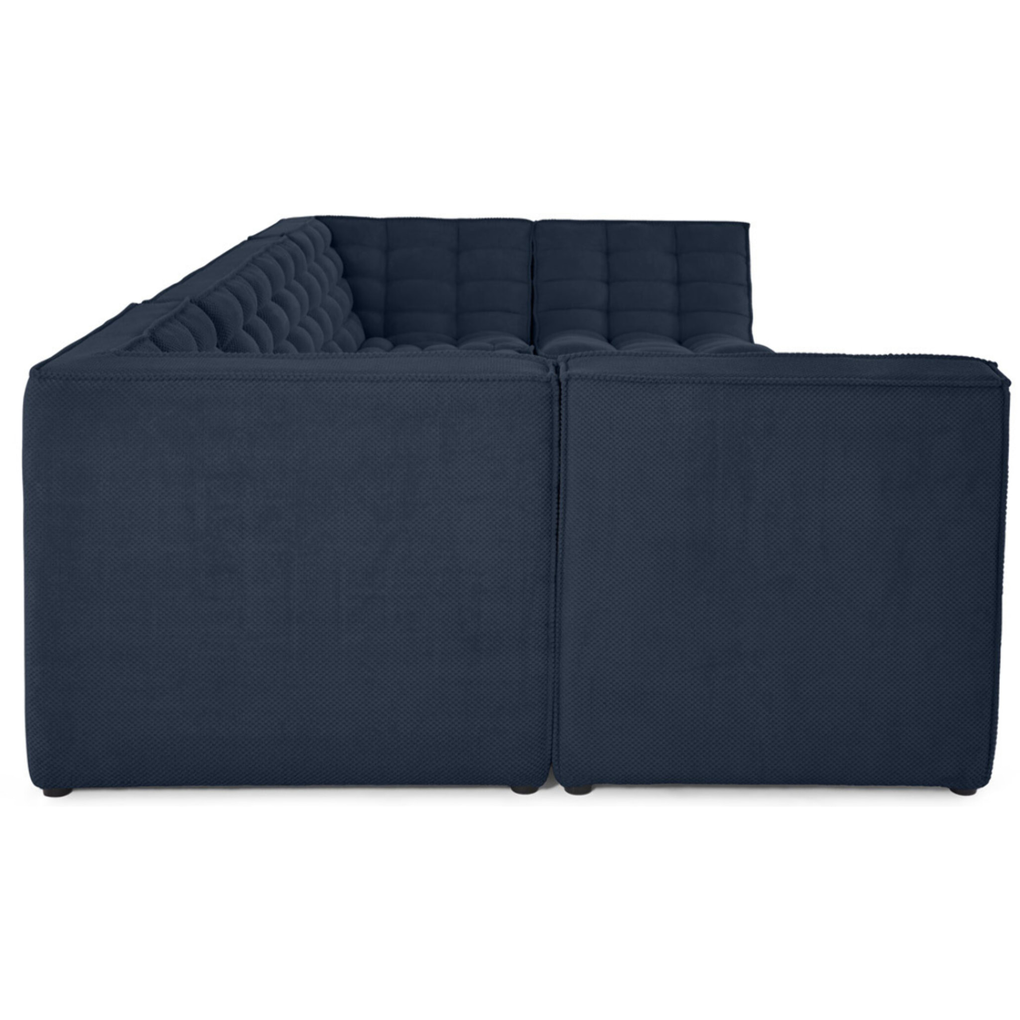 Ellie - canapé modulable panoramique 7 places en velours texturé - Bleu marine