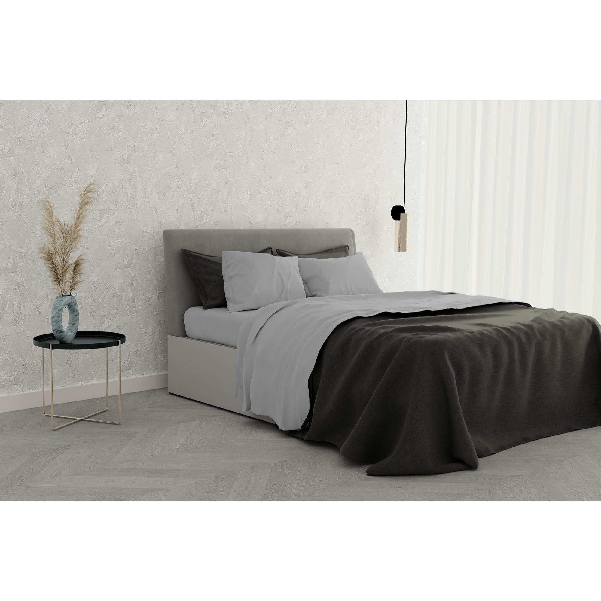 COMPLETO LETTO IN RASO TINTA UNITA MADE IN ITALY - MATRIMONIALE GRIGIO CHIARO