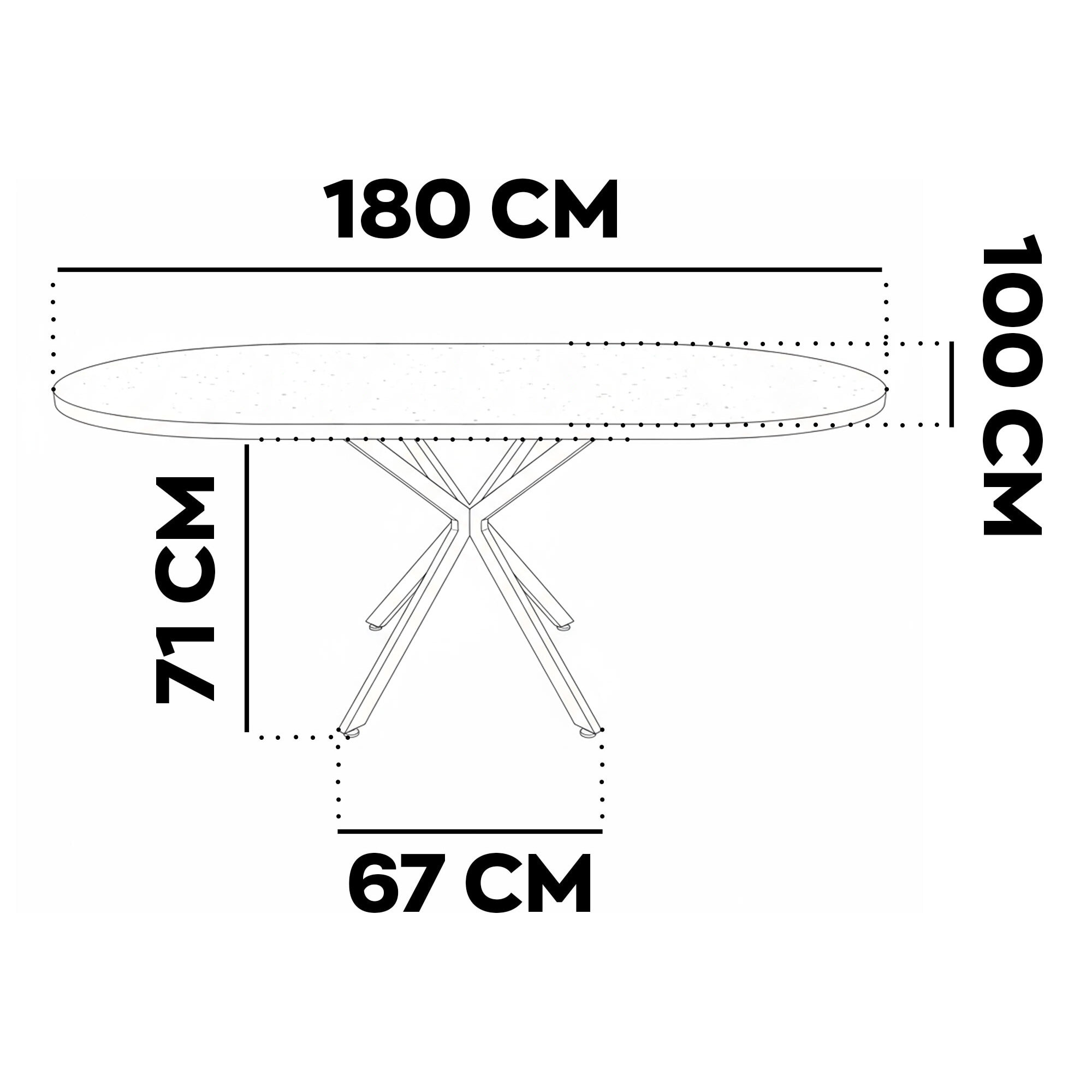 Marui Big - Tavolo da pranzo ovale 180x100 cm in Legno Testurizzato con Piede Centrale in metallo Kiso