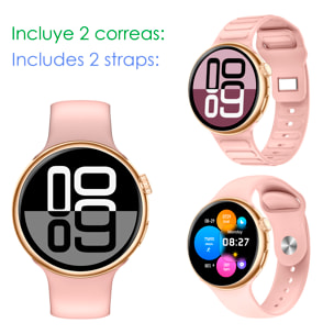 Smartwatch Z12 Pro con monitor de tensión cardiaco avanzado, O2, termómetro. Múltiples modos deportivos. Doble correa.