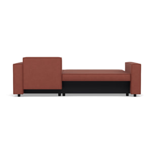 Jonas - canapé d'angle réversible 4 places convertible avec coffre en tissu texturé - Rose