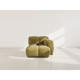 Grace - module d'assise droit en velours texturé - Vert Olive