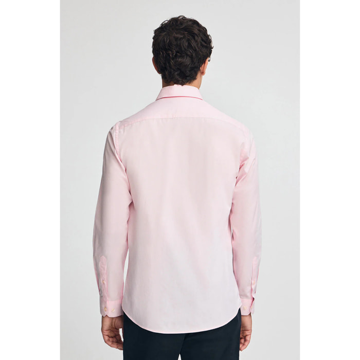 Camisa rosa de poplin y corte slim con logo Rigby Go