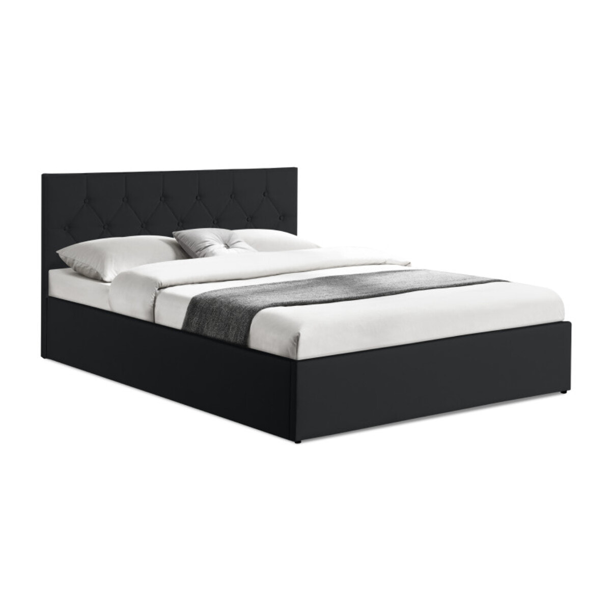 Lit coffre Hanna 140x190cm simili cuir noir