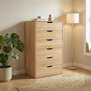 Cassettiera 6 cassetti in rovere naturale 68x40x115 cm - Sky