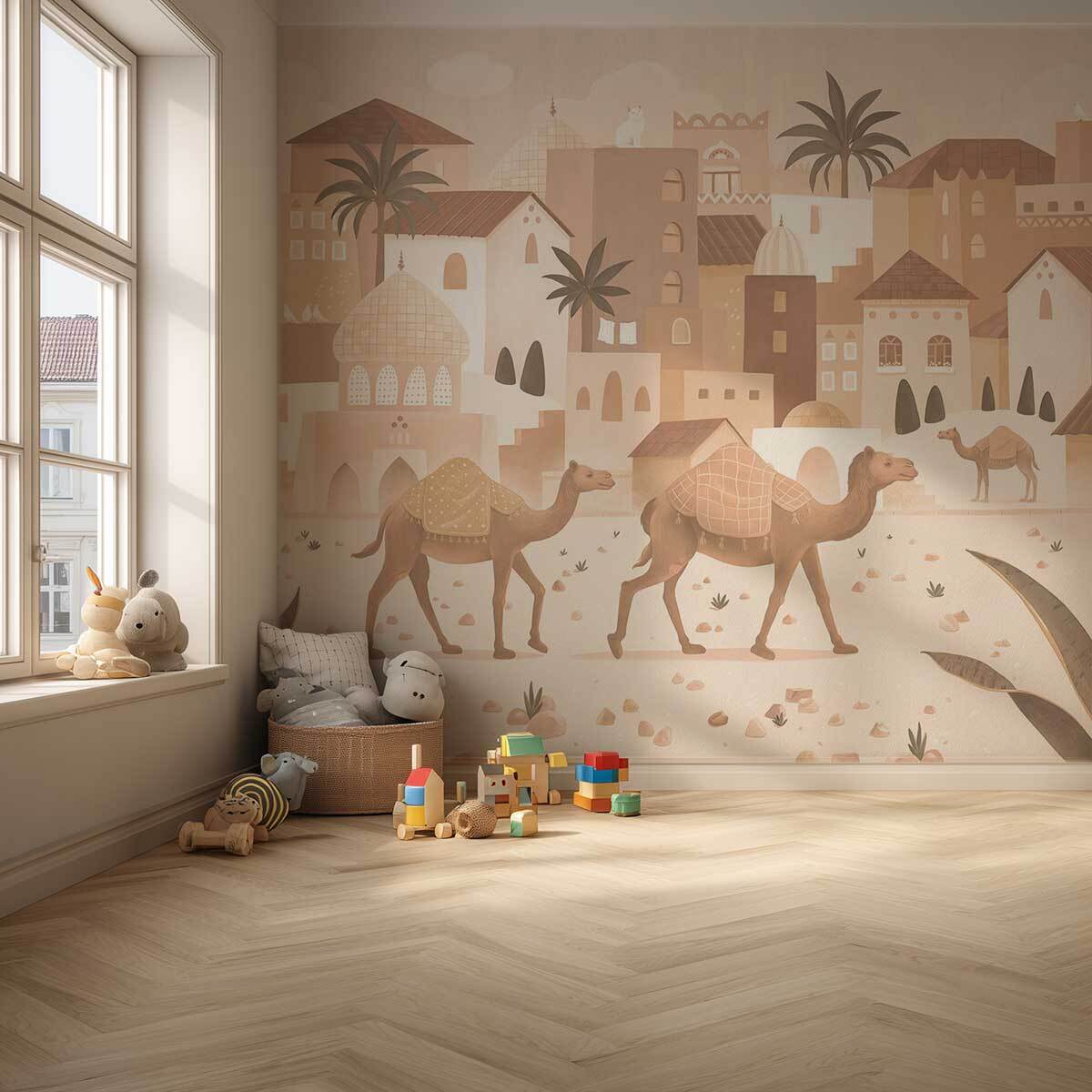 Papier peint aventure chambre garçon - La Cité des Sables Intissé