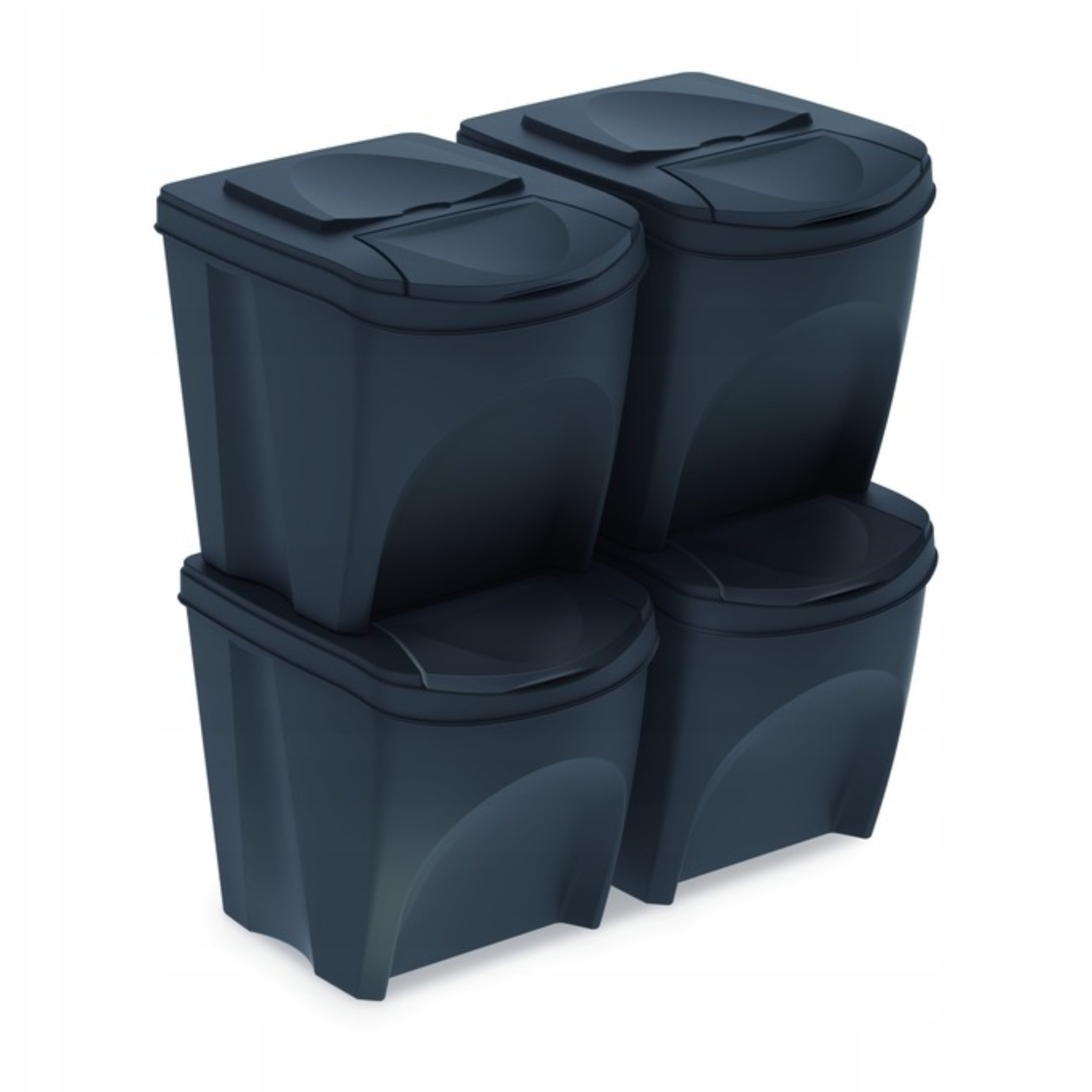 Juego de 4 cubos de reciclaje 100L Prosperplast Sortibox de plastico en color antracita