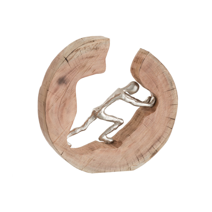 J-Line décoration Personnage Pousse - bois/aluminium - naturel/argent