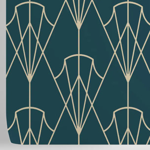 Carta da Parati Art Déco Anni 30 Verde Petrolio