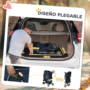 Carrito para Perros Plegable Cochecito para Mascotas Carrito para Perros Pequeños con Cesta de Almacenaje Ventanas de Malla y 2 Ruedas Universales 75x45x97 cm Azul Oscuro