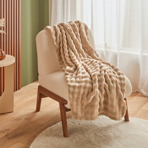 Plaid Zephy 125x150cm effet fausse fourrure beige