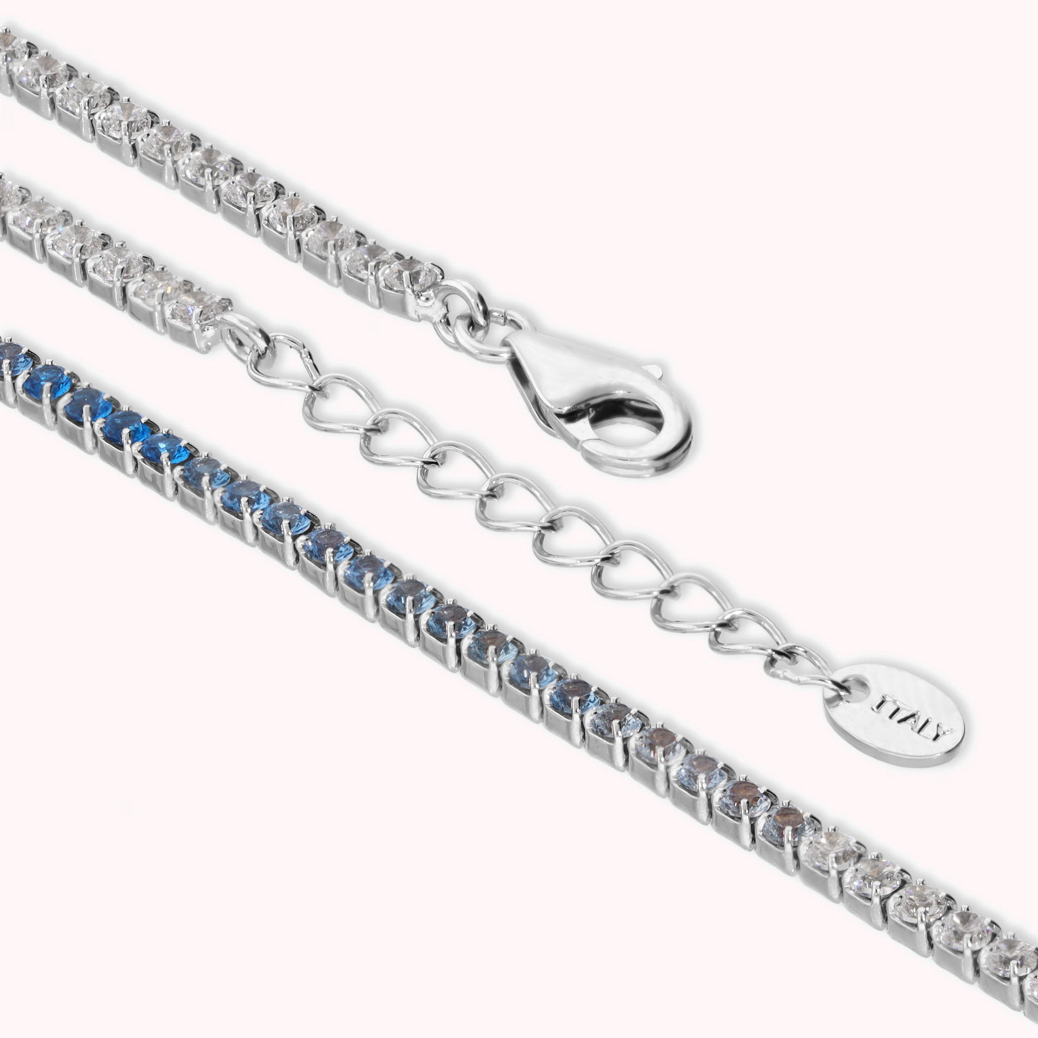 Bracciale Tennis con Cubic Zirconia Blu Effetto Degradé