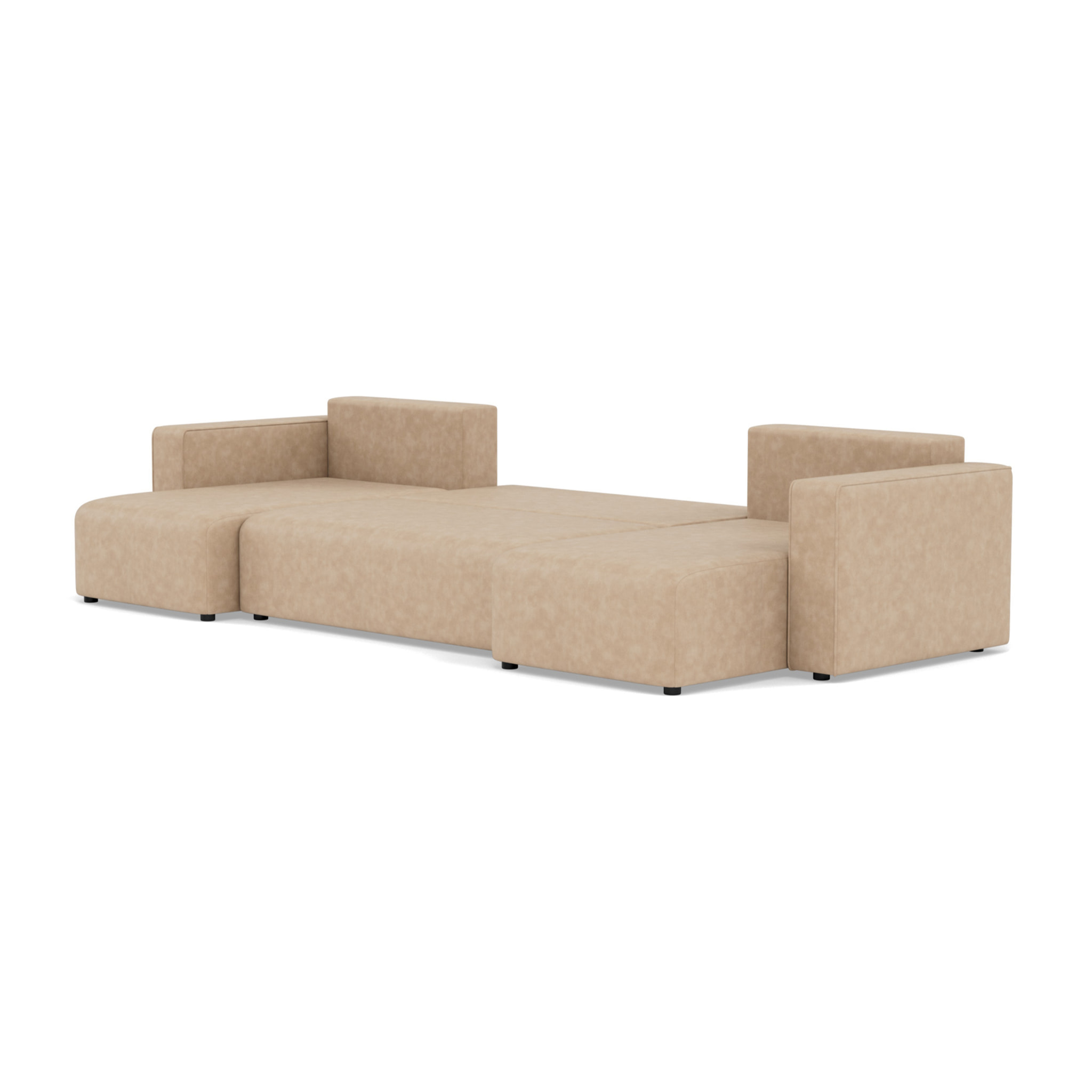 Topaze - canapé panoramique en U 7 places convertible avec coffre en simili - Beige