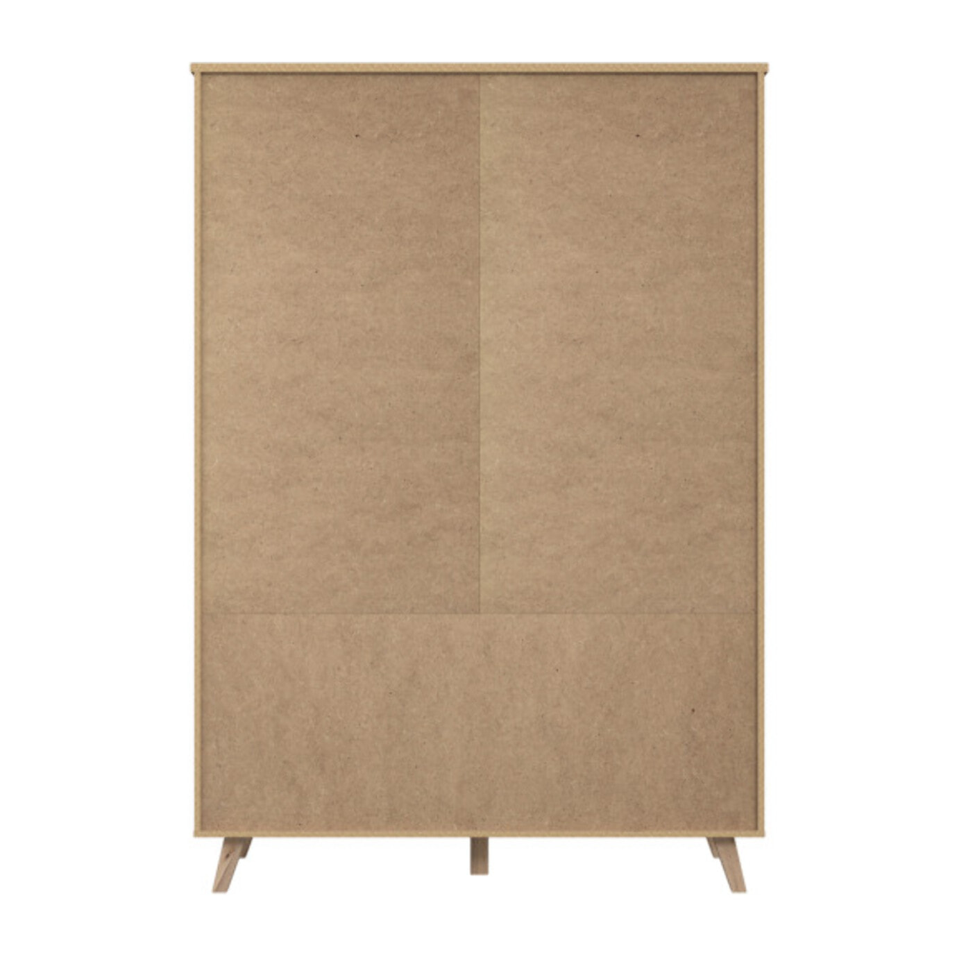 Armoire 2 portes 4 tiroirs effet bois chêne naturel et blanc mat - WANDA