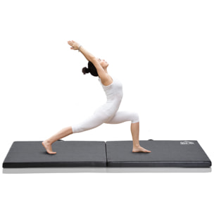 Tapis de gymnastique yoga pilates fitness pliable portable grand confort 180L x 60l x 5H cm revêtement synthétique noir