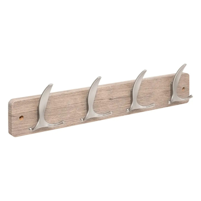 Patère Aly 4 têtes L45cm bois clair gris