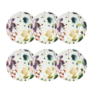 Lot de 6 assiettes creuses en porcelaine blanche 21cm AQUARELLE