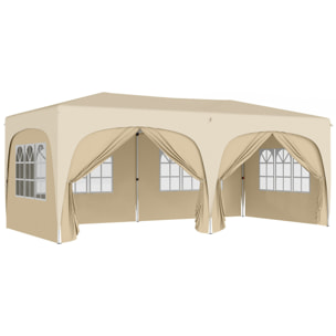 Tonnelle barnum pop up automatique 3x6 m - hauteur réglable - sac de transport, 6 sacs à lester inclus - sable