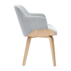 Chaise en tissu chenille gris et bois clair EARL
