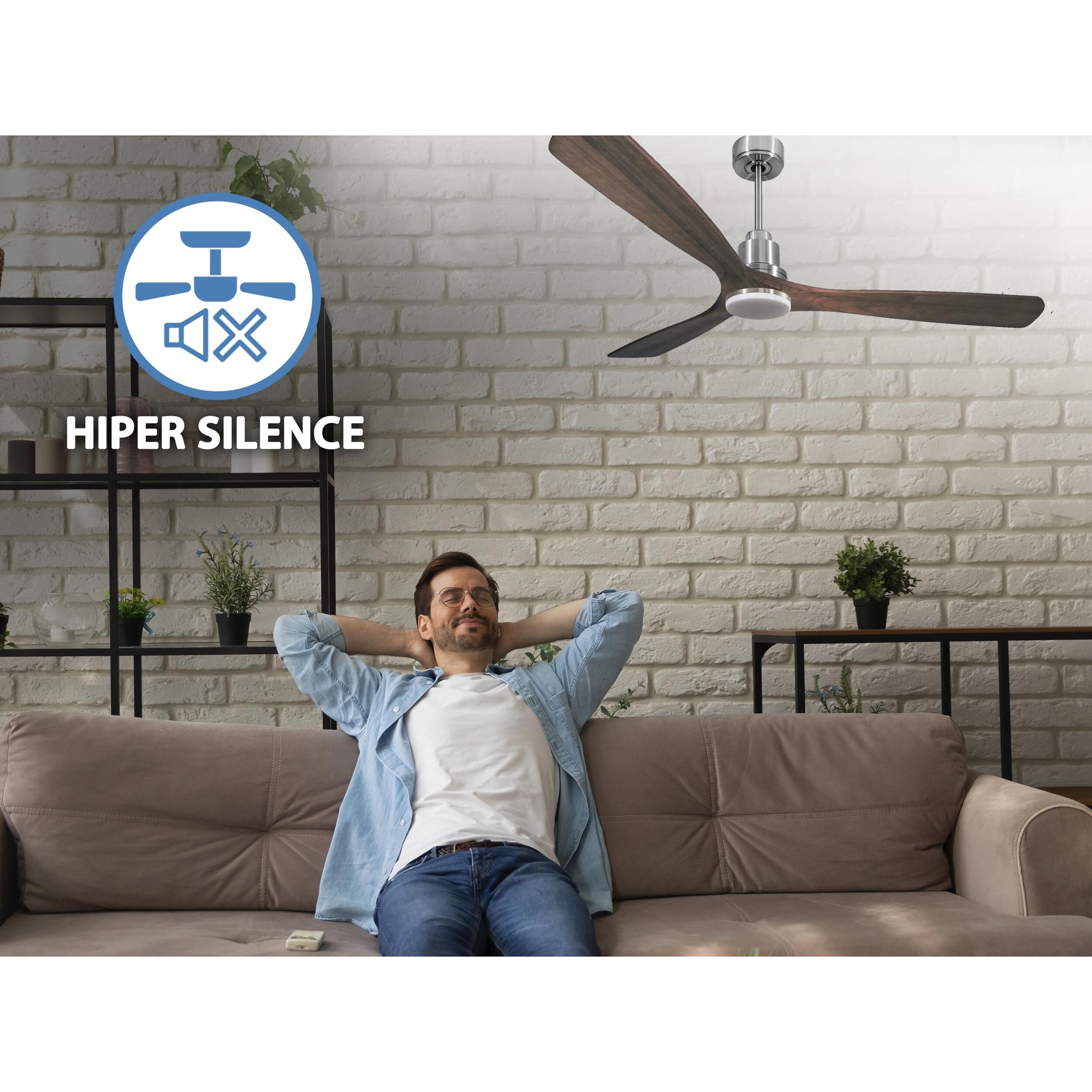 Ventilador de techo Modo Invierno/Verano Termostato Dimable Wifi Motor DC Techos Inclinados Mando a Distancia Luz tres tonos Hypersilence Memoria Vendible Shopify (AUTOMATICO) MarieD166C04LED64550 PURLINE