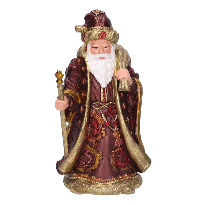 Babbo natale in resina bordeaux e oro cm 12x10h20