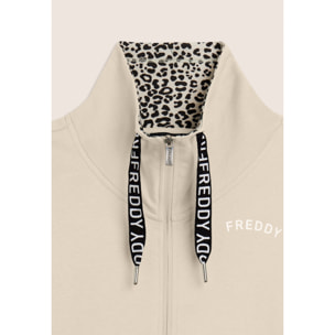 Tuta con zip e collo alto con interno animalier