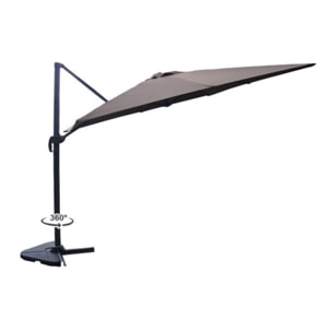 Ensemble parasol marron 3x4m et 4 dalles à lester NAVIA