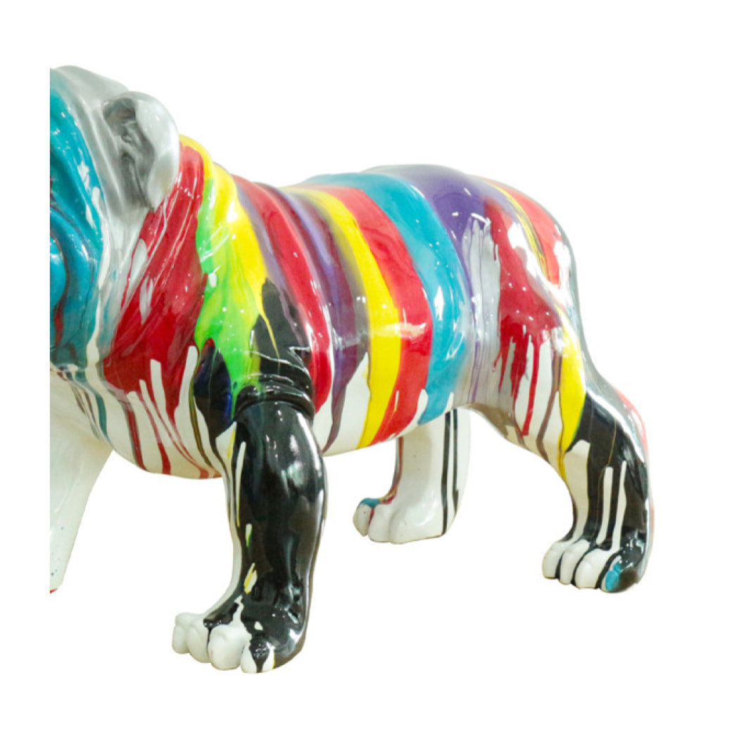 Statuette chien bulldog en résine peintures multicolores H38cm - BULL 01