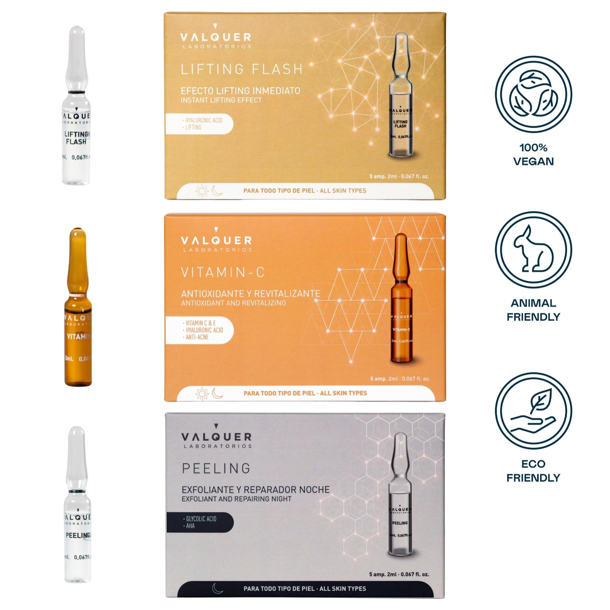 Valquer Pack ampollas Lifting Flash + Vitamina C + Peeling - 3 x 5 x 2 ml