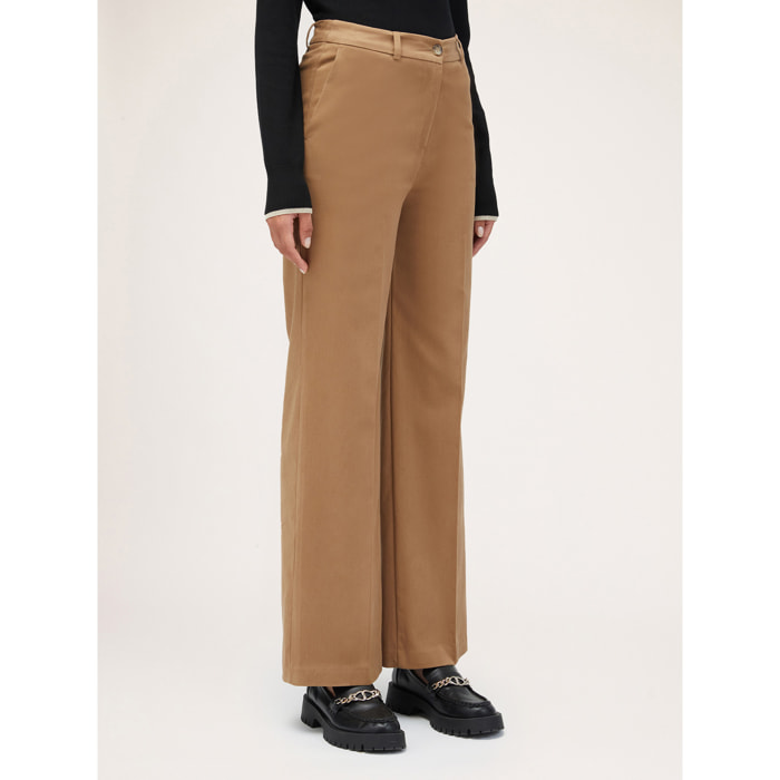 Motivi - Pantalón modelo palazzo de gabardina - Beige