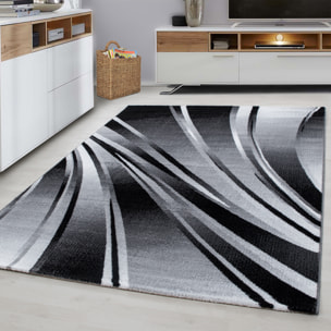 PARMA - Tapis à poils ras à motif graphique noir - PAR9210NOI