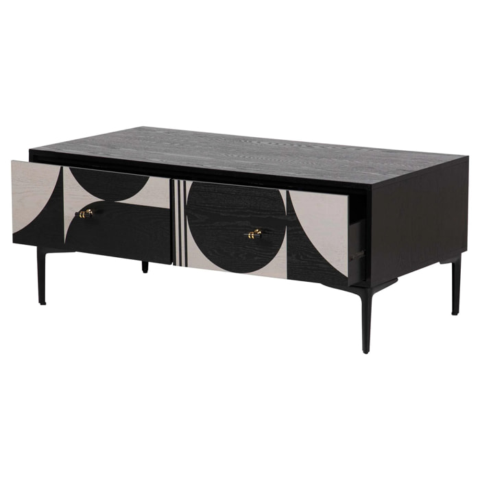 Mesa De Centro Mdf Metal Negro Blanco 110x56x45 Cm