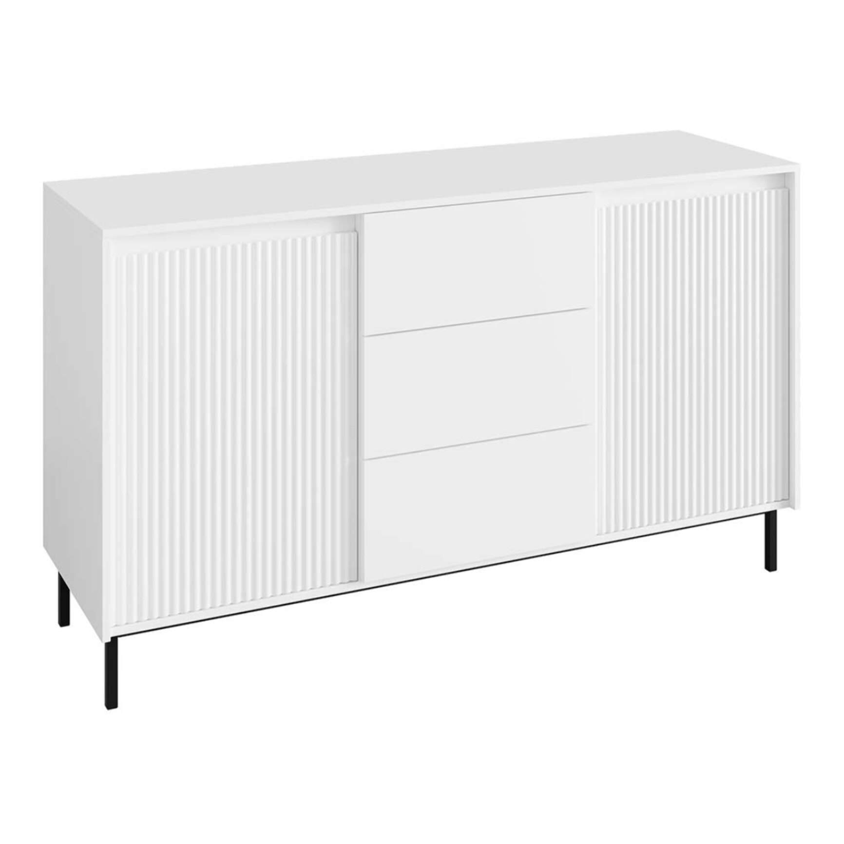 Girona - buffet bas - blanc - 3 tiroirs et 2 portes - 153 cm - Blanc