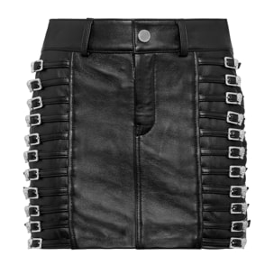 PHILIPP PLEIN Mini falda de cuero SKULL
