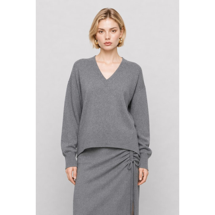 Kocca - Maglia da donna in 100% lana con scollo a V e maniche lunghe Donna