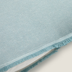Funda de quadrant bicolor con flecos Chicham color agua marina Hilo reciclado