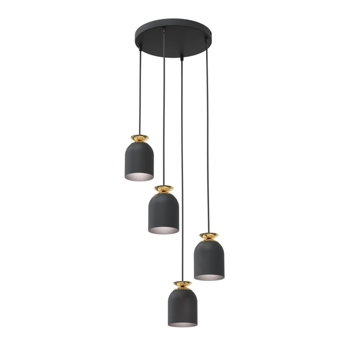 Lampada a sospensione Target in acciaio nero opaco e oro