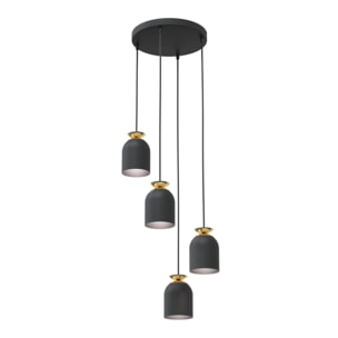 Lampada a sospensione Target in acciaio nero opaco e oro