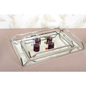 PLATEAU RECTANGULAIRE MIROIR ARGENT 41X26X6.5CM