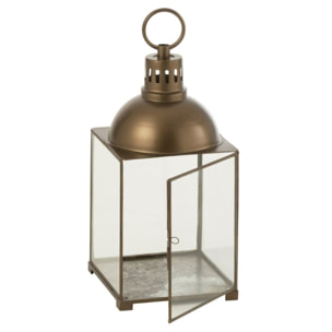 J-Line lanterne Hagrid - verre/fer - bronze  - small