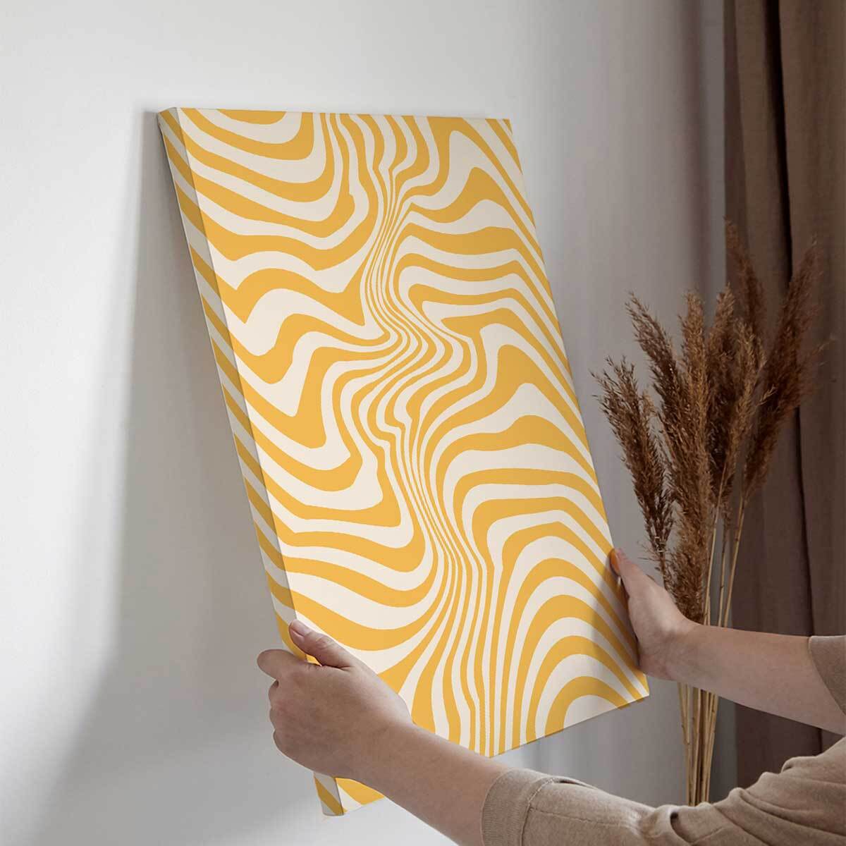 Tableau motifs ondulés jaune pastel Toile imprimée