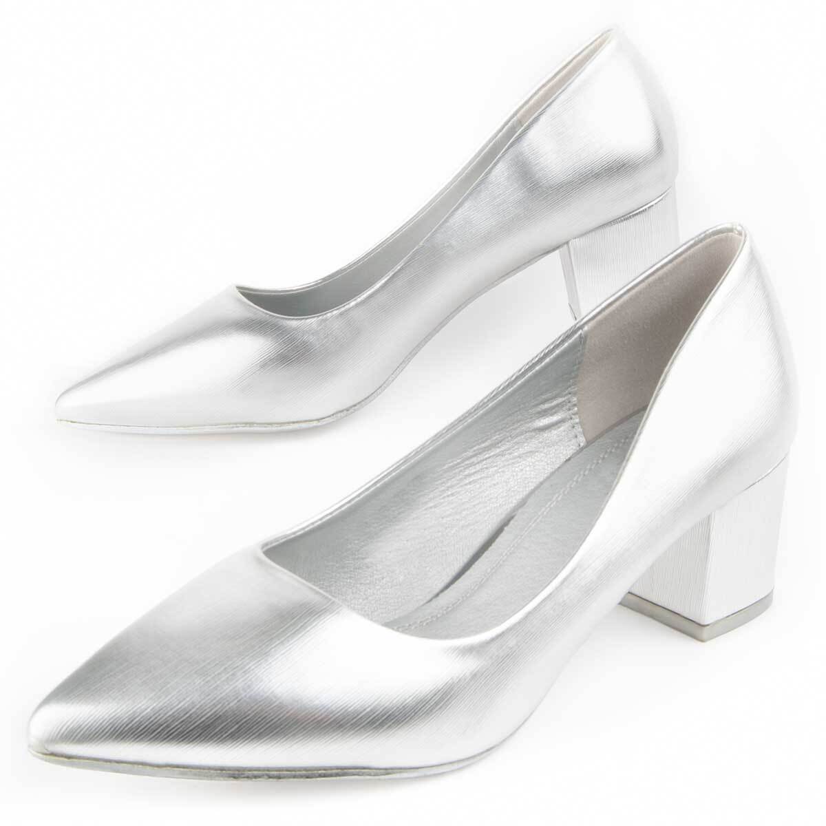 Zapato De Tacón - Plateado - Altura: 5 Cm